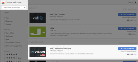 vidIQ Vision for YouTube plugin seo